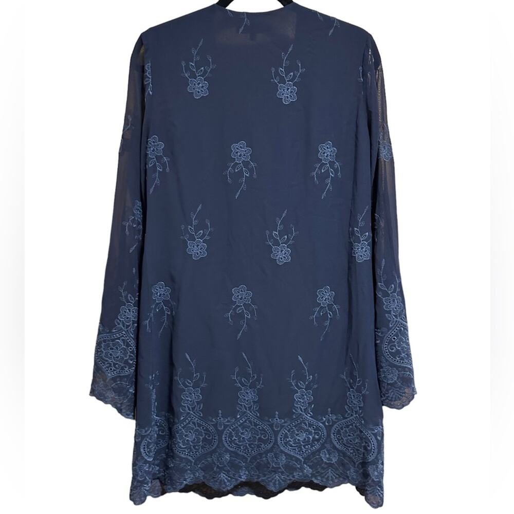 WAYF Blue Eyelet Bell Sleeve Tunic Dress Size Medium